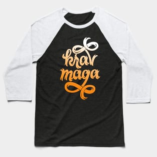 Krav Maga Jagged Script Orange Baseball T-Shirt